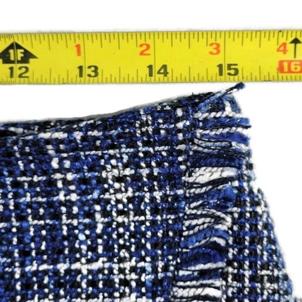 Halogen Tweed A Line Skirt Size 6 Blue Navy White Fringe Trim Side Zip Lined - Picture 7 of 9